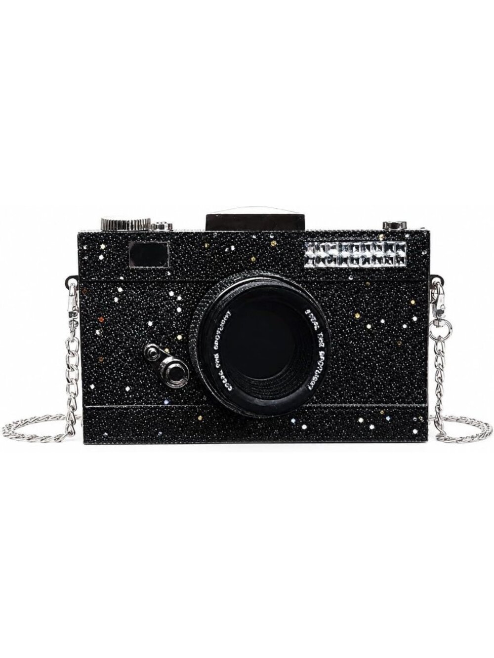 Women's Black Shining Camera Shaped Casual Funky Style Cross body Vintage Bag